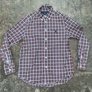 Ralph Lauren Classic Boys Red Blue White Plaid Shirt Size Medium 10-12